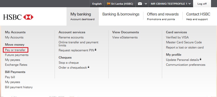 online banking bill payment step 2