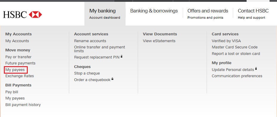 online banking bill payee setting step 2