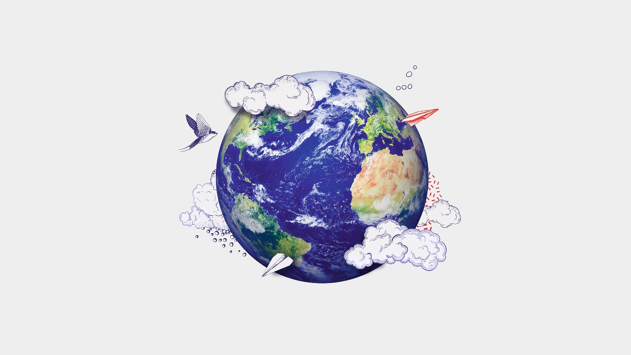 a blue globe; image used for HSBC LK thinking internationally page