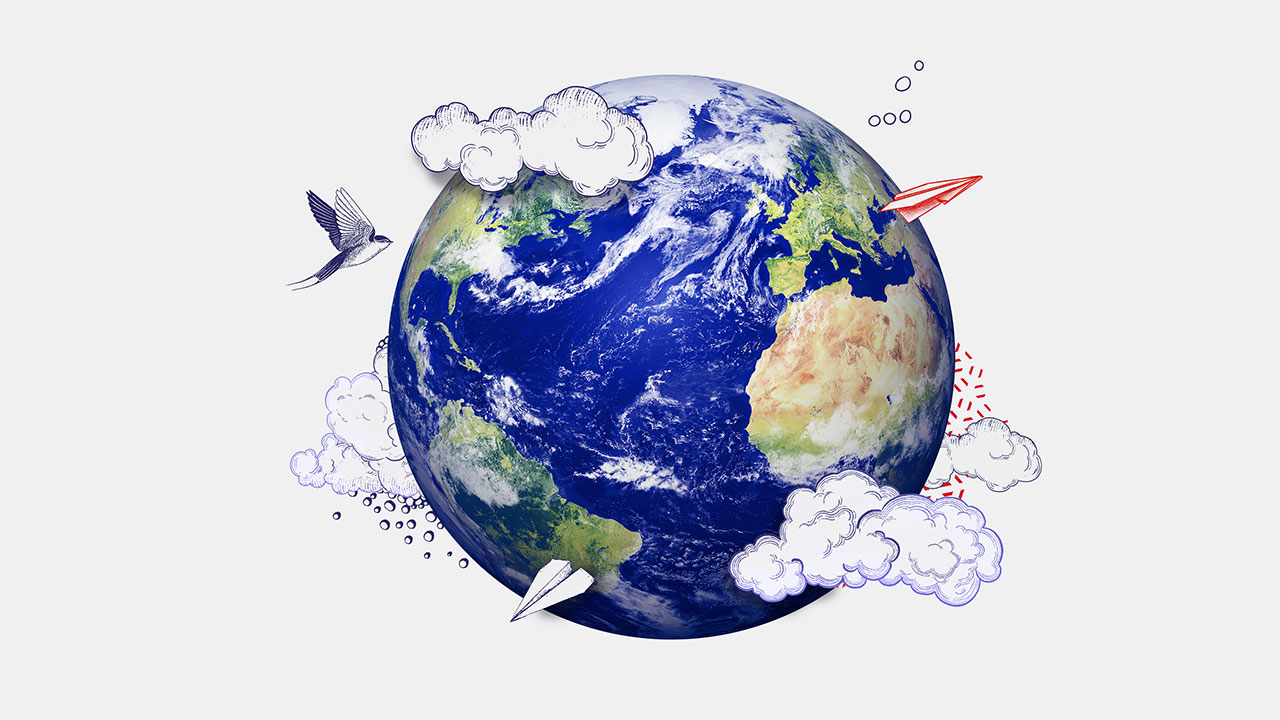 A blue globe; image used for HSBC Sri Lanka borderless banking page
