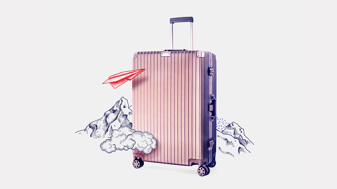 a pink luggage case