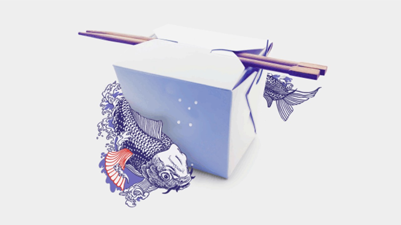 a takeaway box with a pair of chopsticks; image used for HSBC LK Premier Dining offer page