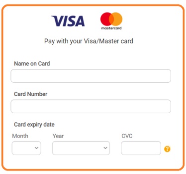 Visa/Master card details screen